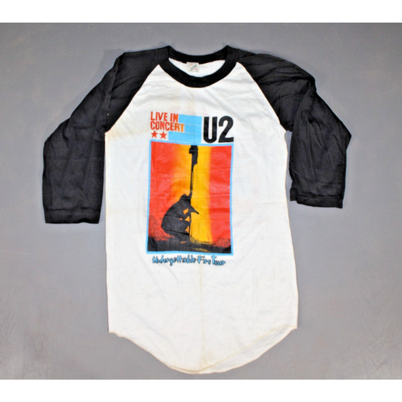 Vintage 80’s U2 The Unforgettable Fire Tour 1985 Concert 3/4 Sleeve T-Shirt - Picture 1 of 11